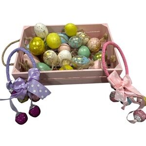 Easter Pastels Spring Egg Garland Pink Wooden Crate Egg Jingle Home Decor